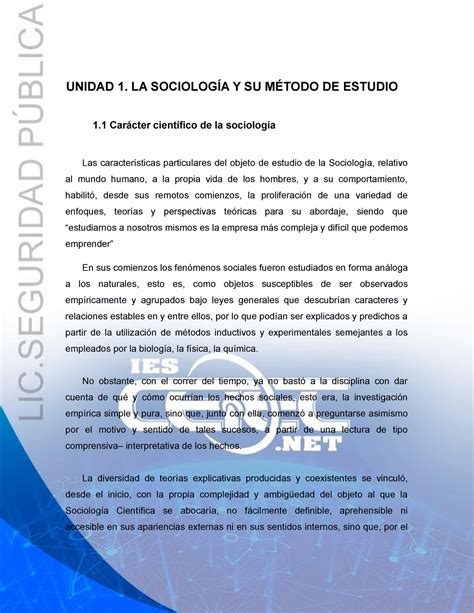 Unidad 1 sociologia e inseguridad UNIDAD 1 LA SOCIOLOGÍA Y SU MÉTODO