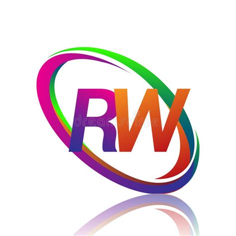 Letter Rw Logotype Design For Company Name Colorful Swoosh Vector Logo