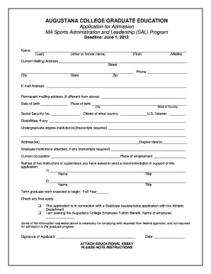 Fillable Online Augie Application Augustana College Augie Fax Email