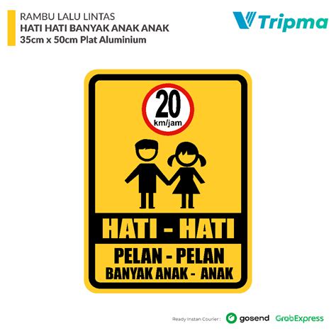 Jual Rambu Hati Hati Banyak Anak Anak 35cm X 50cm Plat Alumunium