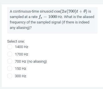 Solved A Continuous Time Sinusoid Cos 27 700 T 0 Is Chegg