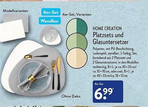 Home Creation Platzsets Und Glasuntersetzer Angebot Bei Aldi Nord