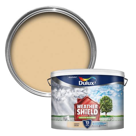 Dulux Weathershield County Cream Smooth Masonry Paint 10L | Departments | DIY at B&Q