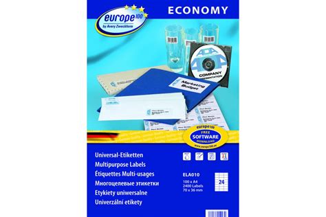 Самоклеящиеся этикетки Avery Zweckform Европа-100 ун-ые 70x36 мм белые ...