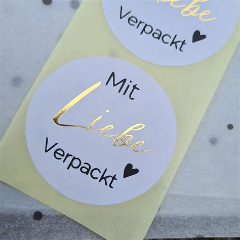 Sticker Mit Liebe Verpackt Aufkleber Herz Rund Etsy Verkäufer