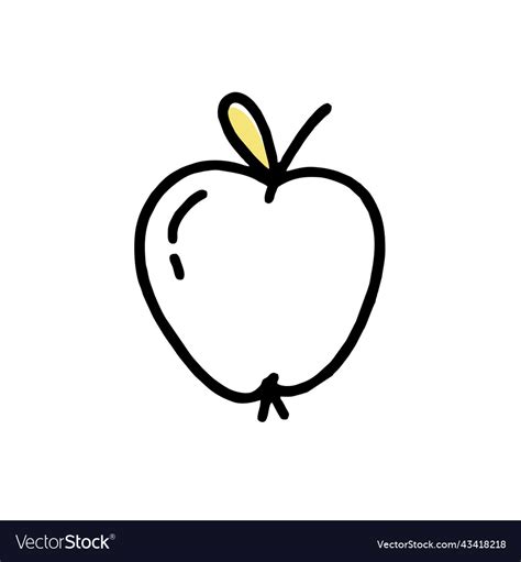 Apple Clipart Doodle In Line Style Royalty Free Vector Image