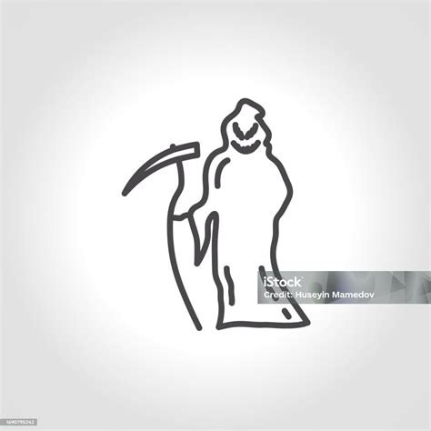 Grim Reaper Line Icon Grim Reaper Silhouette Stock Illustration