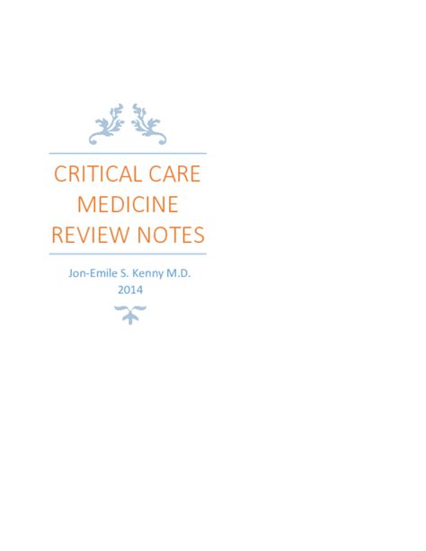 Pdf Critical Care Medicine Review Notes Tri Rachmadijanto