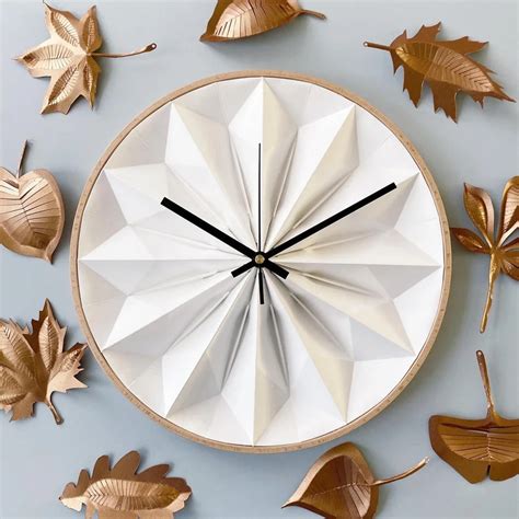 Wooden Origami Wall Clock White Etsy