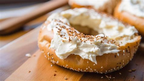 Premium Ai Image A Photo Of Toasted Bagel With Cream Cheese