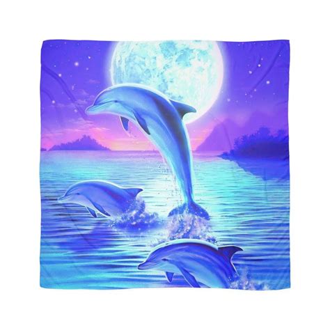 Dolphins Under Moonlight Scarf For Sale By Sharlineart Dolphin Art