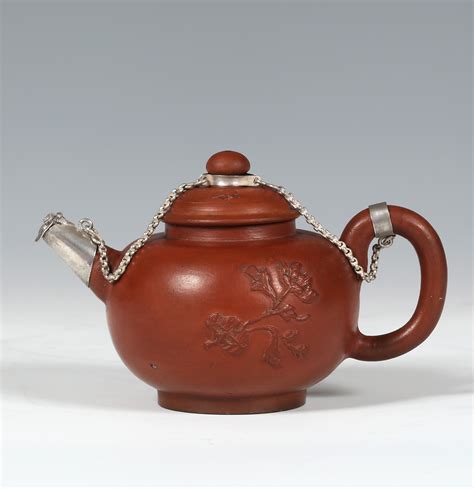 A Small Silver Mounted Dutch Redware Teapot Rare Ceramics