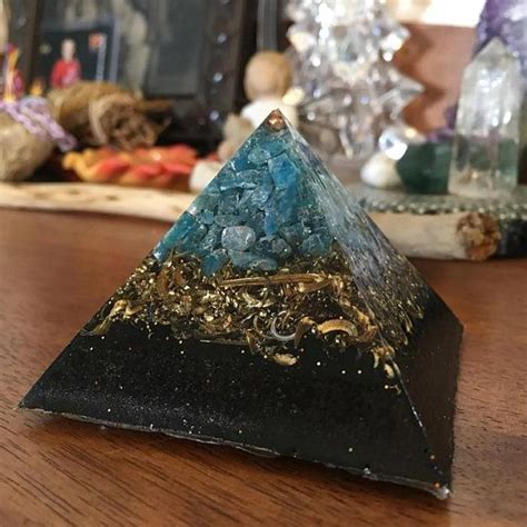 Orgone Pyramid Blue Apatite Crystal Emf Protection Etsy Canada Blue