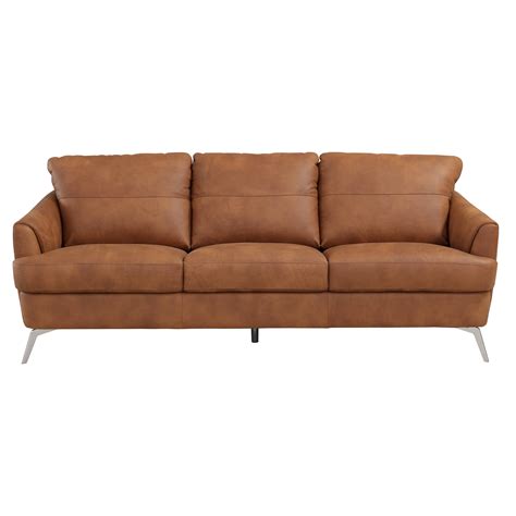 Orren Ellis Eddis 80 6 Genuine Leather Recessed Arm Sofa Wayfair