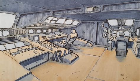 Starship interior, from my sketchbook. : r/ImaginaryTechnology