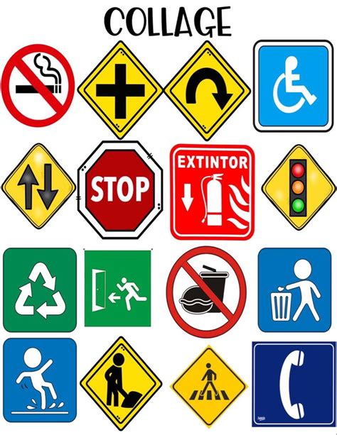 Various Road Signs And Symbols Are Shown In This Image With The Words