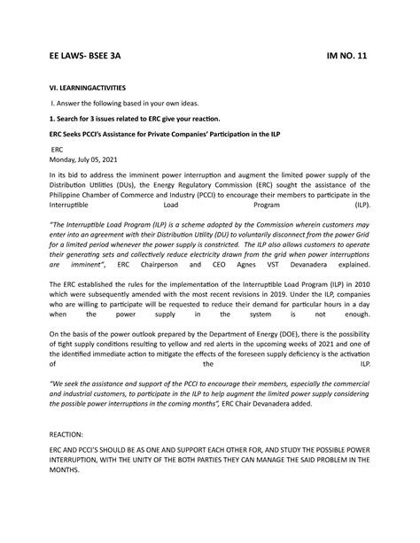 EE LAWS L A AND ASS IM NO EE LAWS BSEE A IM NO VI