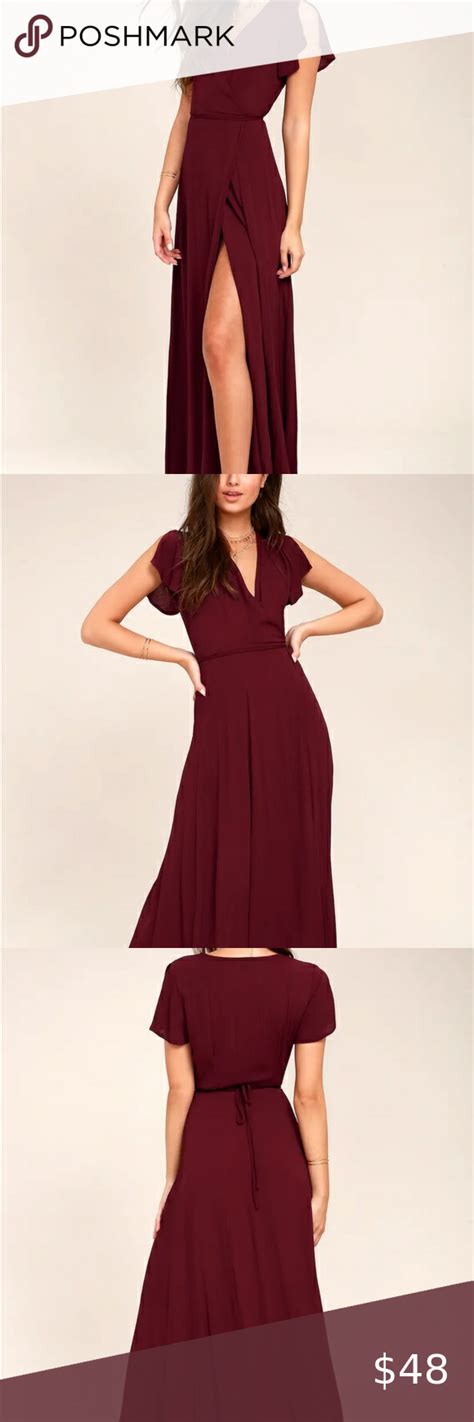 Lulus Heart Of Marigold Burgundy Wrap Maxi Dress Burgundy Maxi Dress