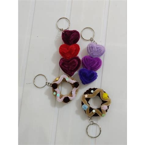 Jual Gantungan Kunci Kawat Bulu Bentuk Love Donat Keychain Pipe