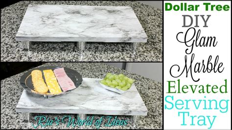 Dollar Tree DIY Glam Marble Elevated Serving Tray Entertaining