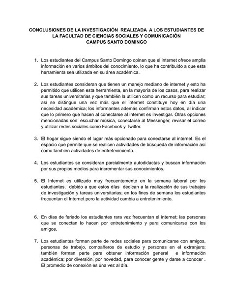 Conclusiones de la investigación estudiantes sto dgo