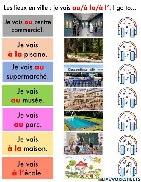 Les Lieux En Ville Worksheet St Grade Worksheets School Subjects