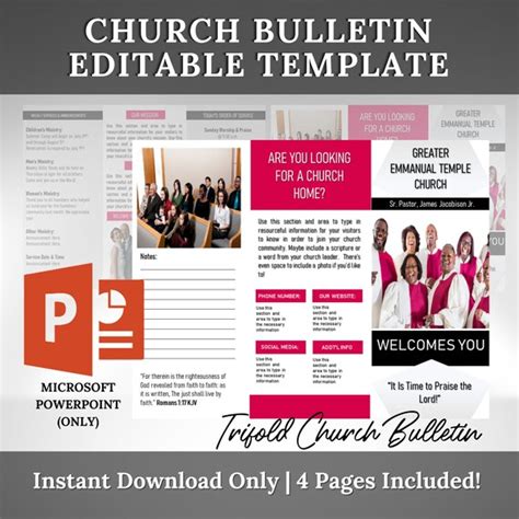 Editable Church Bulletin Template Church Trifold microsoft - Etsy