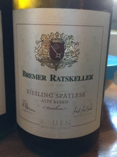 Bremer Ratskeller Riesling Spätlese Alte Reben Trocken Vivino US