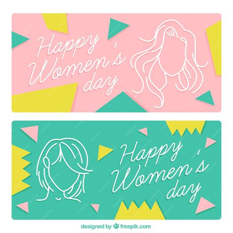Абстрактный женщина день баннеры | Бесплатно векторы