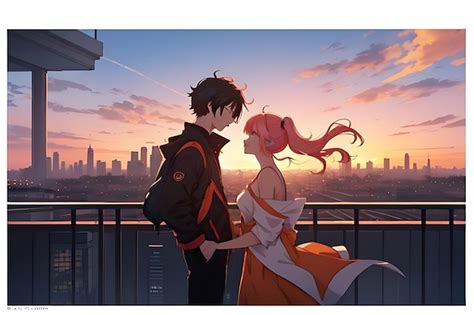 Premium Photo | Romantic scene of anime couple illustration