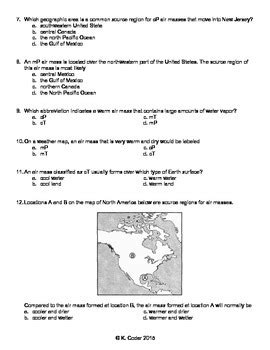 Worksheet - Air Masses *Editable* | TpT