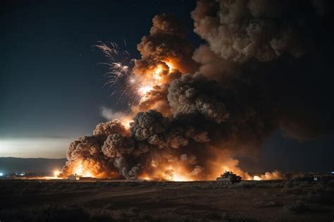 Premium Photo Explosions Illuminating Night Sky During Israeli Mil