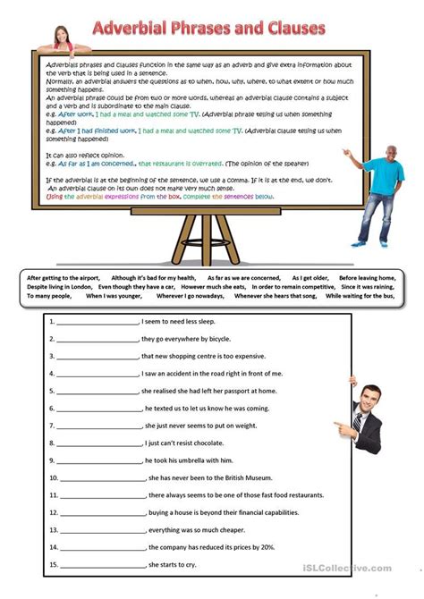 Adverbials English Esl Worksheets Adverbial Phrases Adverbial