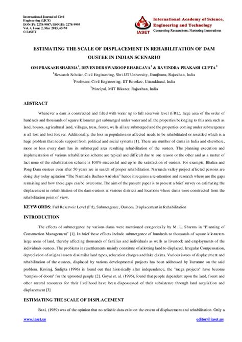 Pdf Estimating The Scale Of Displacement In Rehabilitation Of Dam