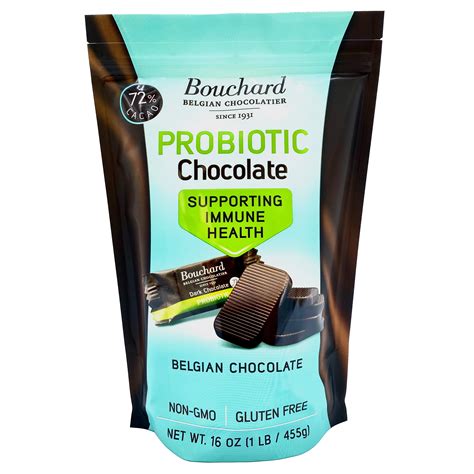 Bouchard Probiotic Belgian Dark Chocolate 72 Cacao Individually