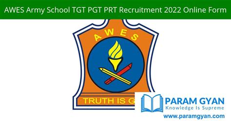 AWES Army School TGT PGT PRT Recruitment 2022 Online