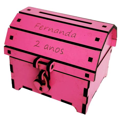 Baú Lembrancinha Gravação Personalizada mdf Rosa Elo7