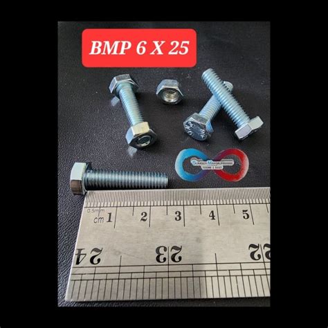 Jual Baut Mur Putih Bmp M 6 X 25 Shopee Indonesia