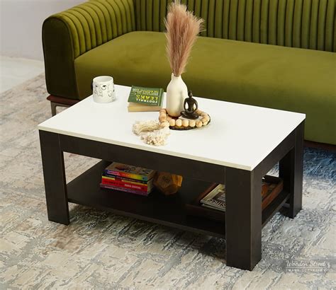 Buy Beach Coffee Table With Frosty White Top Flowery Wenge Finish At