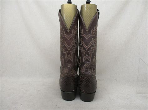 Justin Brown Leather Snake Skin Cowboy Western Boots Gem