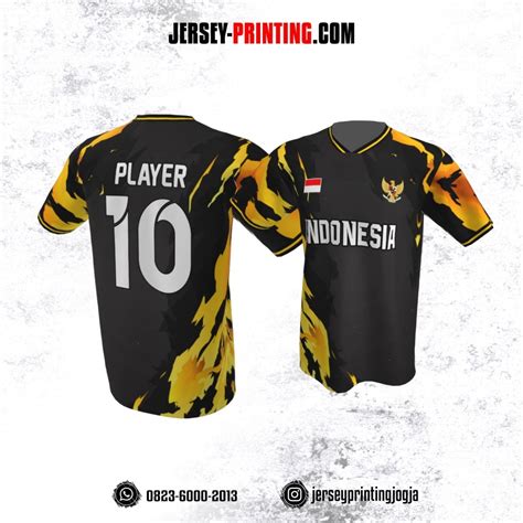 Jersey Atasan Badminton Volly Lari Futsal Hitam Motif Loreng Kuning