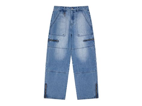 Sasom Mahagrid Fatigue Zip Denim Pant Blue