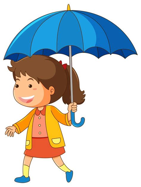 Girl Holding Blue Umbrella 432981 Vector Art At Vecteezy