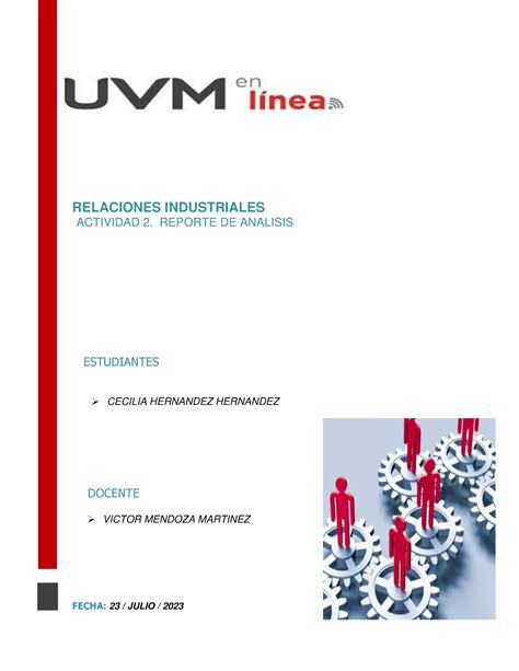 AC 2 CHH Actividad 2 RELACIONES INDUSTRIALES ACTIVIDAD 2 REPORTE