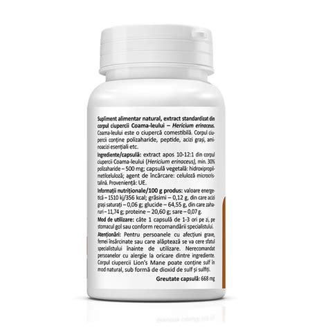 Supliment Alimentar Natural Lion S Mane Capsule Zenyth Farmacia