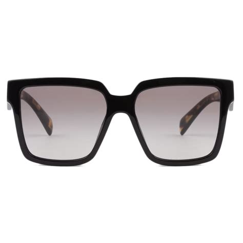 Prada Prada Logo Rectangular Sunglasses Black Gradient Anthracite Gray Prada Collection