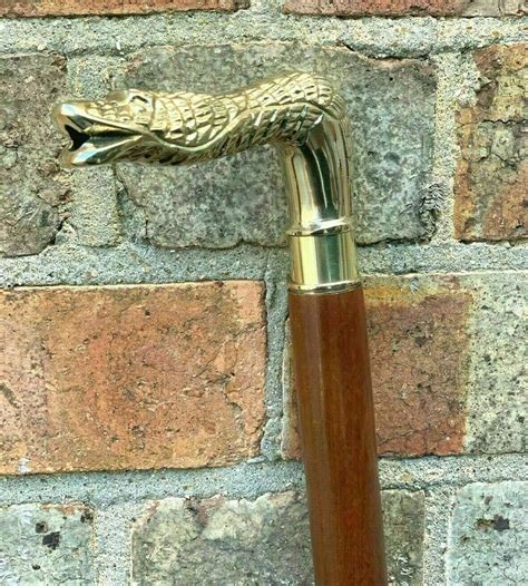 Designer Brass Snake Head Handle Walking Stick Antiqu Gem