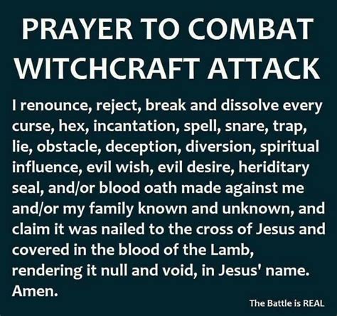 Prayer To Combat Witchcraft Deliverance Prayers Spiritual Warfare