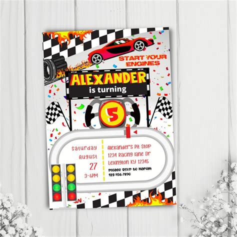 Editable Race Car Birthday Invitation Boy Race Car Birthday Etsy