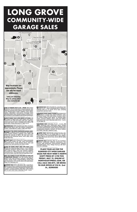 Get your copy of the Long Grove garage sale map here! | North Scott Press